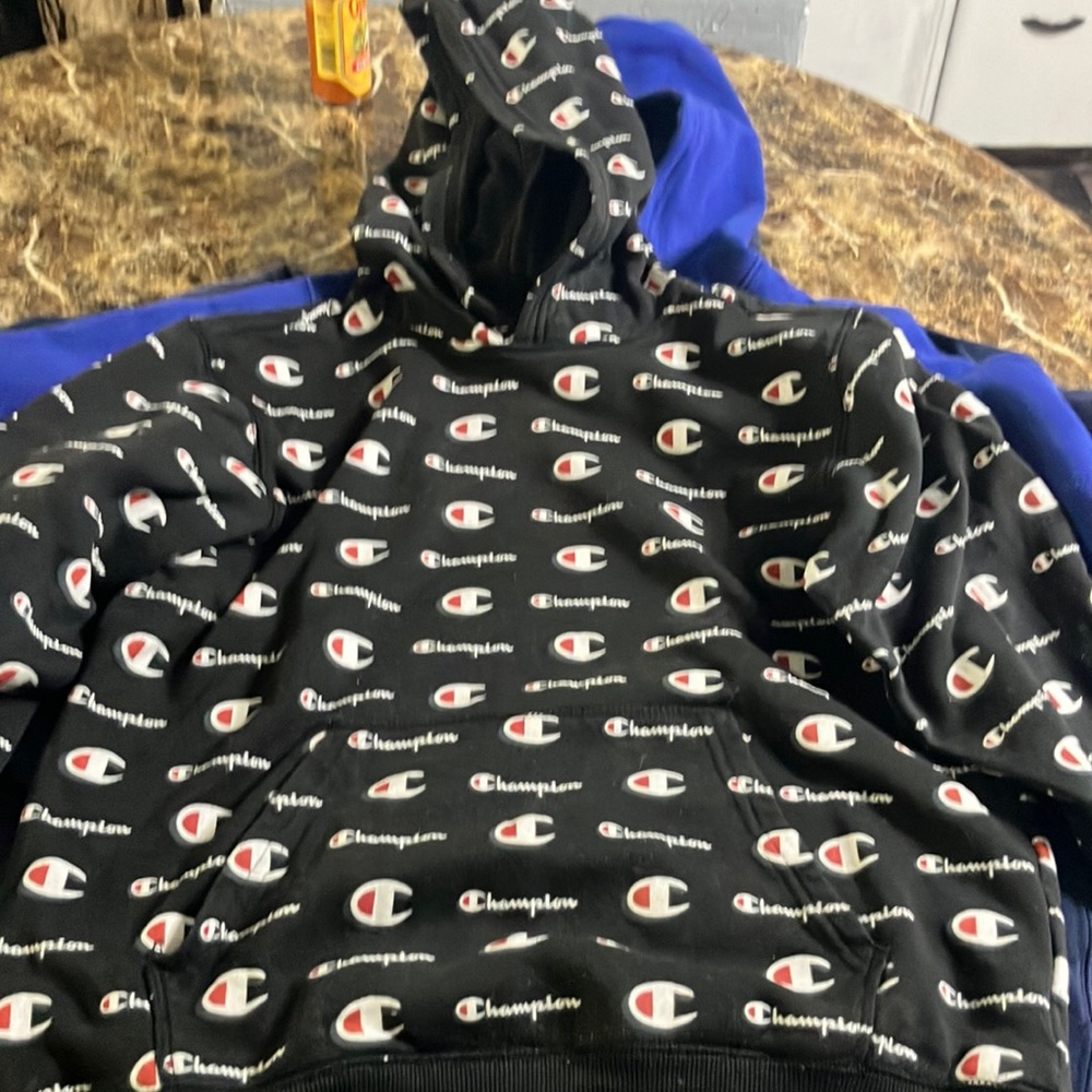 Champion Black Logo Hoodie